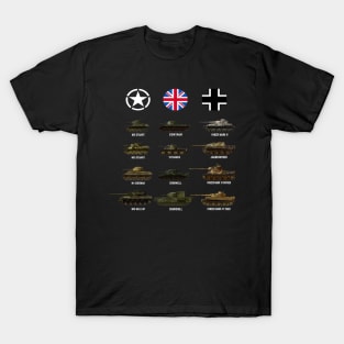 WW2 Tanks Sherman Hellcat Panzer Tiger Panther for Tank fans T-Shirt